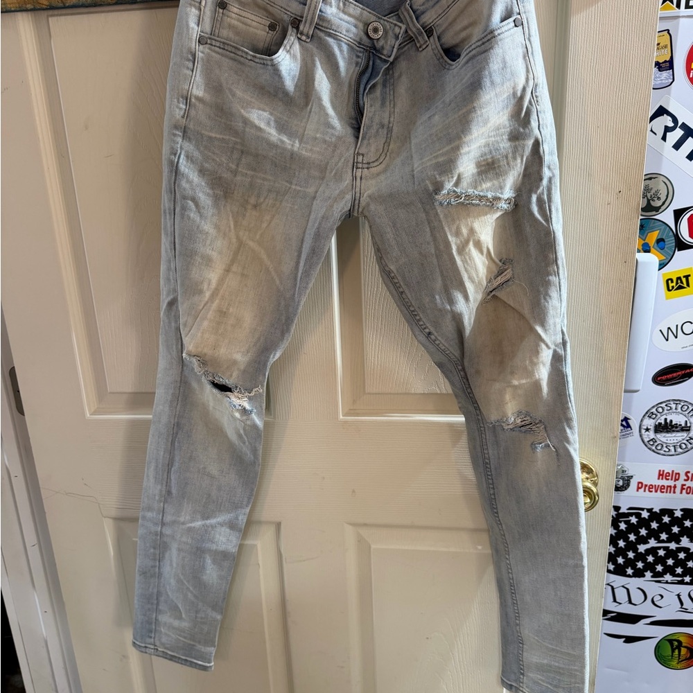 Light Gray Ripped Skinny Men’s Jeans